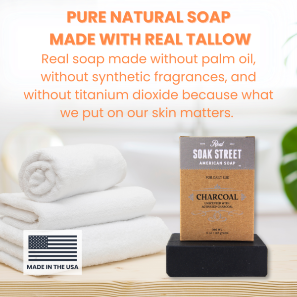 Unscented, Deep Cleansing Natural Charcoal Soap Bar - Image 2