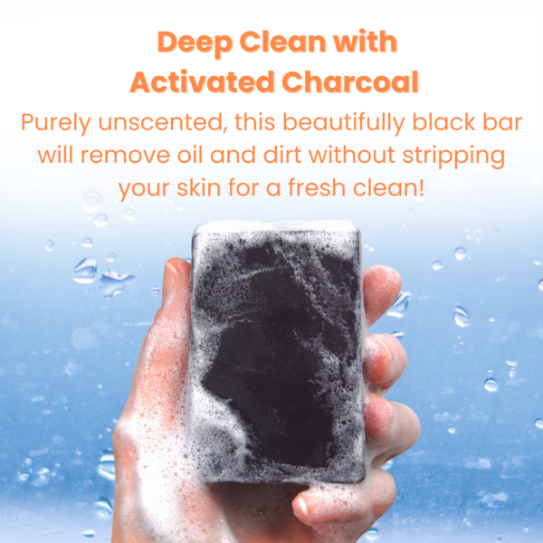 Unscented, Deep Cleansing Natural Charcoal Soap Bar - Image 3