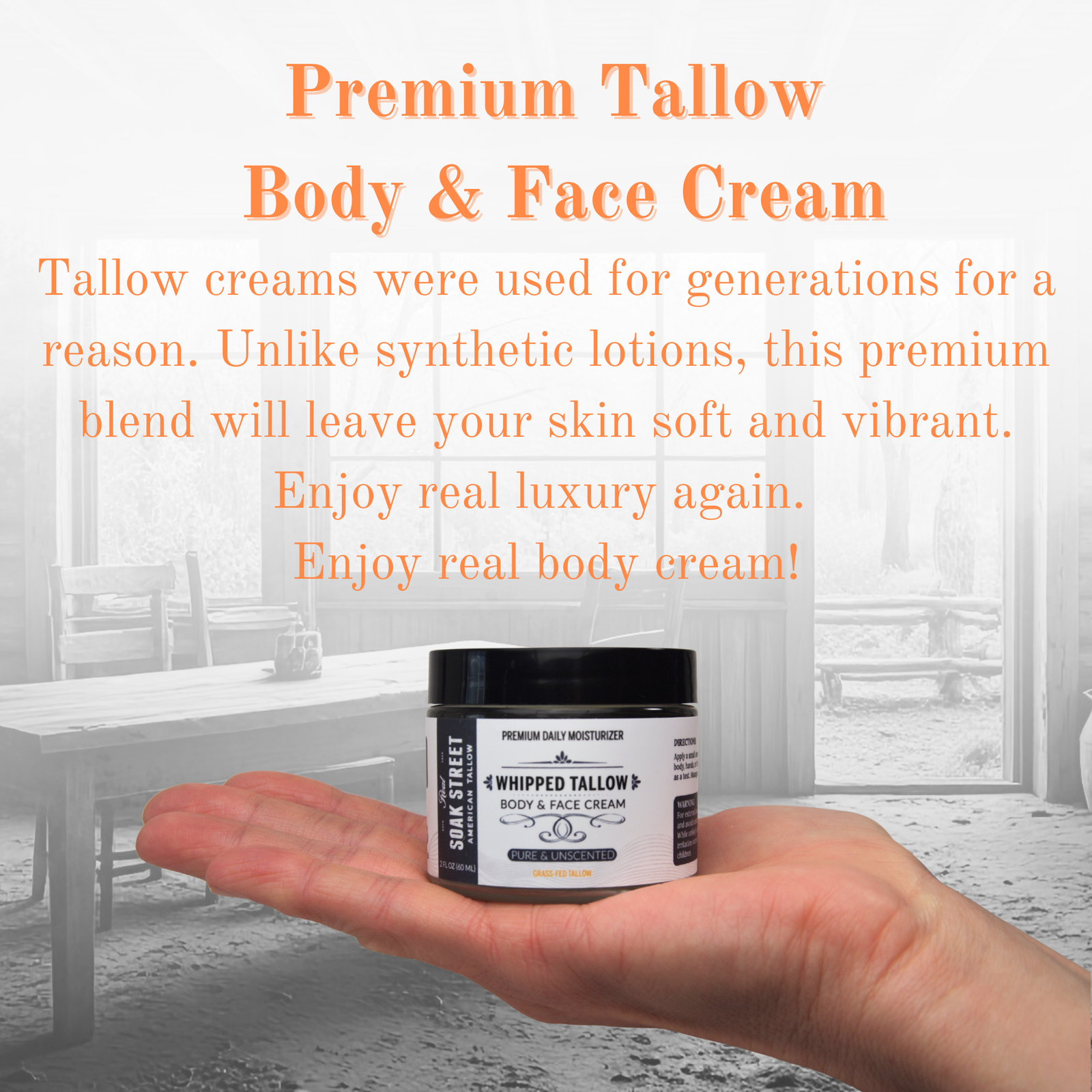 Premium Whipped Tallow Body & Face Cream - Unscented (2 FL OZ) - Image 2