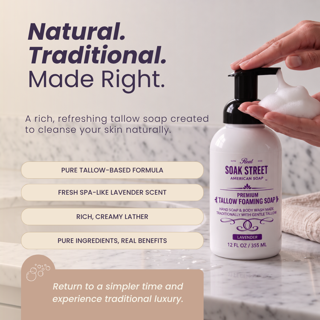Premium Tallow Foaming Hand Soap & Body Wash – Lavender (12 oz) - Image 2